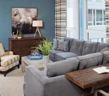 High ceilings and expansive double pane windows with natural lighting